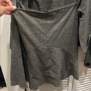 Women's Plaid Peplum Skirt - Gray